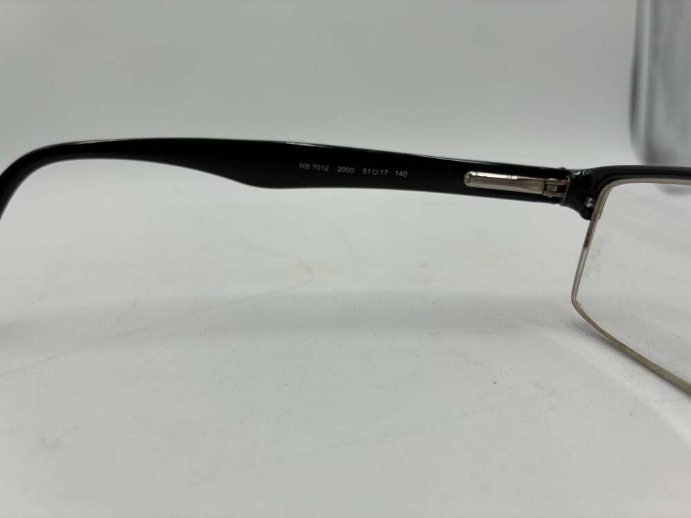 Ray-Ban RB 7012 2000 Semi-Rimless Rectangular Eyeglasses Frames Black 51-17-140 - Picture 4 of 5